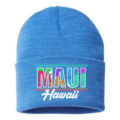 Summer Vacation Beach Maui Hawaii Gift Sustainable Knit Beanie