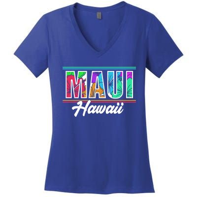 Summer Vacation Beach Maui Hawaii Gift Women's V-Neck T-Shirt