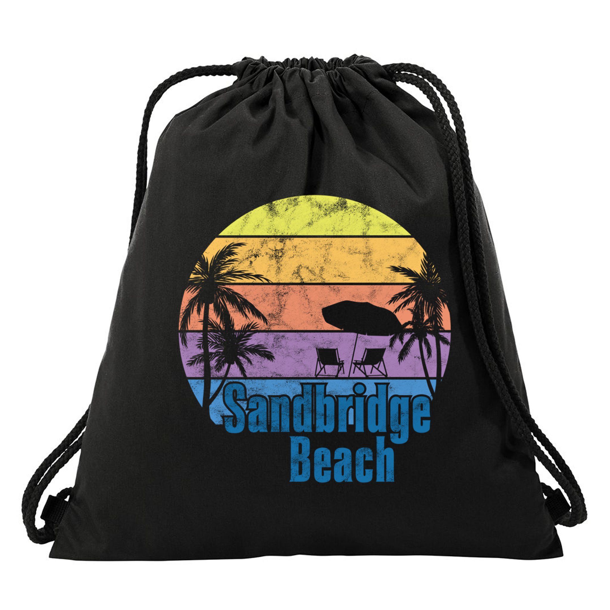 Sandbridge Virginia Beach Retro Sunset Family Beach Vacation Cute Gift Drawstring Bag