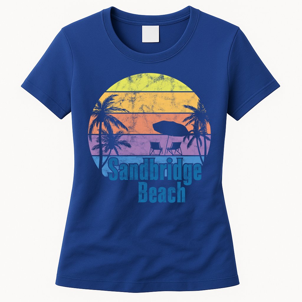 Sandbridge Virginia Beach Retro Sunset Family Beach Vacation Cute Gift Womens T-Shirt