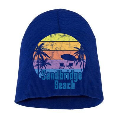 Sandbridge Virginia Beach Retro Sunset Family Beach Vacation Cute Gift Short Acrylic Beanie