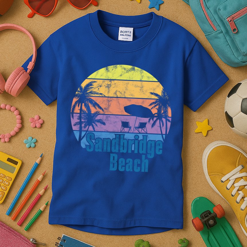 Sandbridge Virginia Beach Retro Sunset Family Beach Vacation Cute Gift Kids T-Shirt