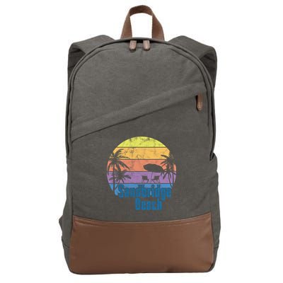 Sandbridge Virginia Beach Retro Sunset Family Beach Vacation Cute Gift Cotton Canvas Backpack