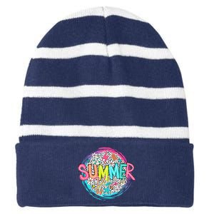 Summer Vibe Beach Vacation Striped Beanie with Solid Band