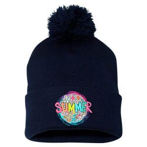 Summer Vibe Beach Vacation Pom Pom 12in Knit Beanie