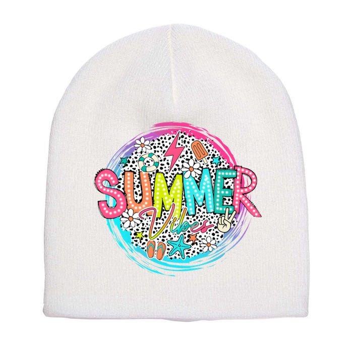 Summer Vibe Beach Vacation Short Acrylic Beanie