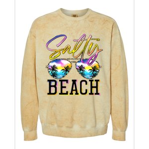 Salty Vibes Beach Vacation Summer Good Vibes Colorblast Crewneck Sweatshirt