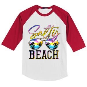 Salty Vibes Beach Vacation Summer Good Vibes Kids Colorblock Raglan Jersey