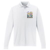 Salty Vibes Beach Vacation Summer Good Vibes Performance Long Sleeve Polo