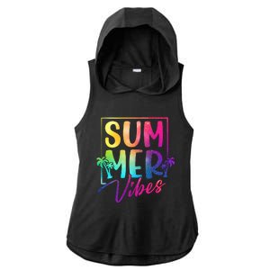 Summer Vibes Beach Sunset Ladies PosiCharge Tri-Blend Wicking Draft Hoodie Tank