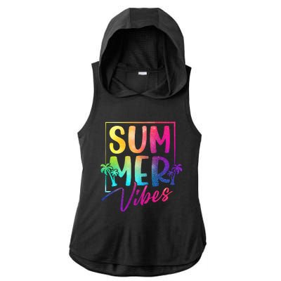 Summer Vibes Beach Sunset Ladies PosiCharge Tri-Blend Wicking Draft Hoodie Tank