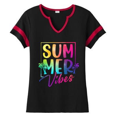 Summer Vibes Beach Sunset Ladies Halftime Notch Neck Tee