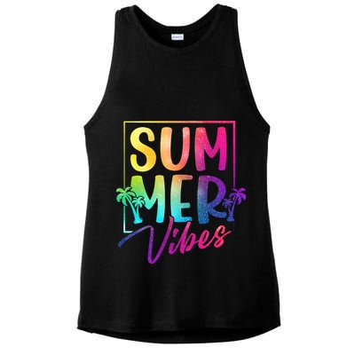 Summer Vibes Beach Sunset Ladies PosiCharge Tri-Blend Wicking Tank