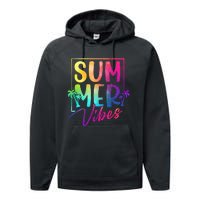 Summer Vibes Beach Sunset Performance Fleece Hoodie