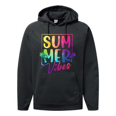 Summer Vibes Beach Sunset Performance Fleece Hoodie