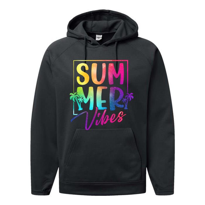 Summer Vibes Beach Sunset Performance Fleece Hoodie