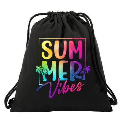 Summer Vibes Beach Sunset Drawstring Bag