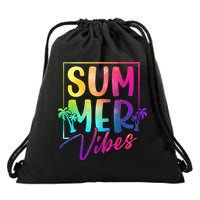 Summer Vibes Beach Sunset Drawstring Bag