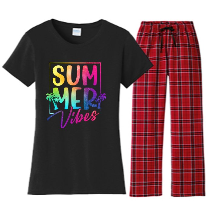 Summer Vibes Beach Sunset Women's Flannel Pajama Set