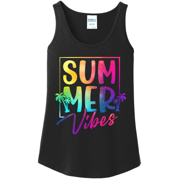 Summer Vibes Beach Sunset Ladies Essential Tank