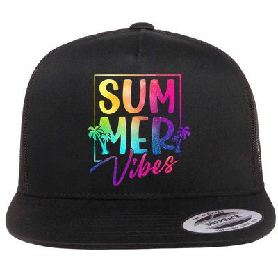 Summer Vibes Beach Sunset Flat Bill Trucker Hat