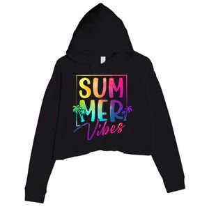 Summer Vibes Beach Sunset Crop Fleece Hoodie