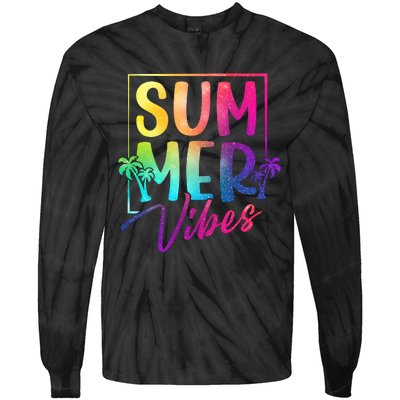 Summer Vibes Beach Sunset Tie-Dye Long Sleeve Shirt