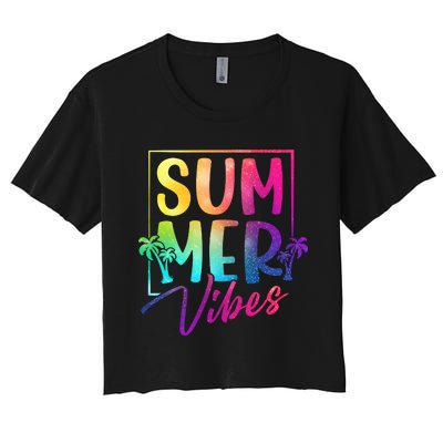 Summer Vibes Beach Sunset Women's Crop Top Tee