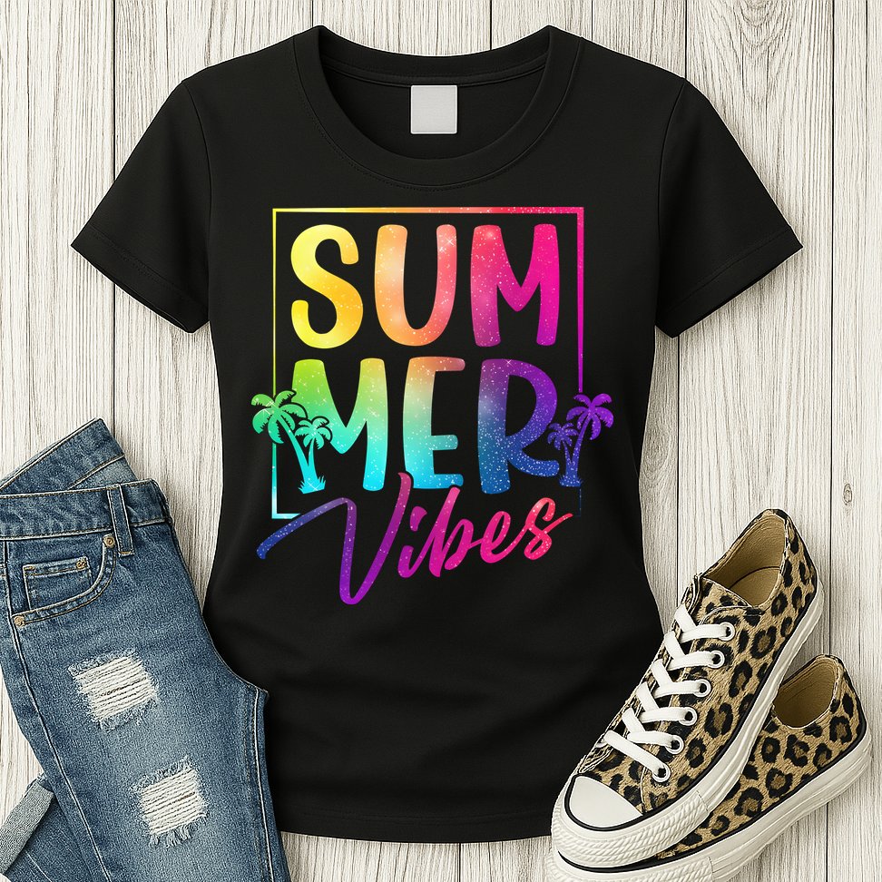Summer Vibes Beach Sunset Womens T-Shirt