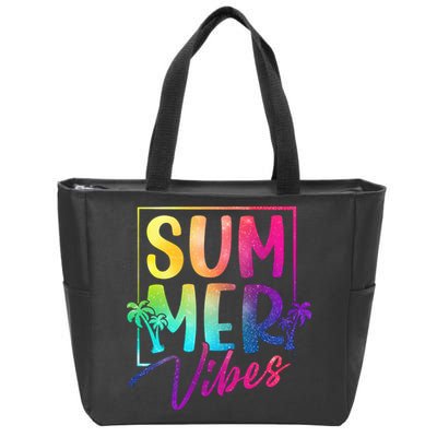 Summer Vibes Beach Sunset Zip Tote Bag