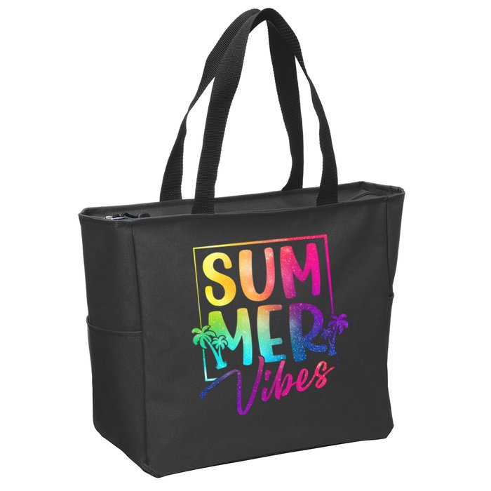 Summer Vibes Beach Sunset Zip Tote Bag