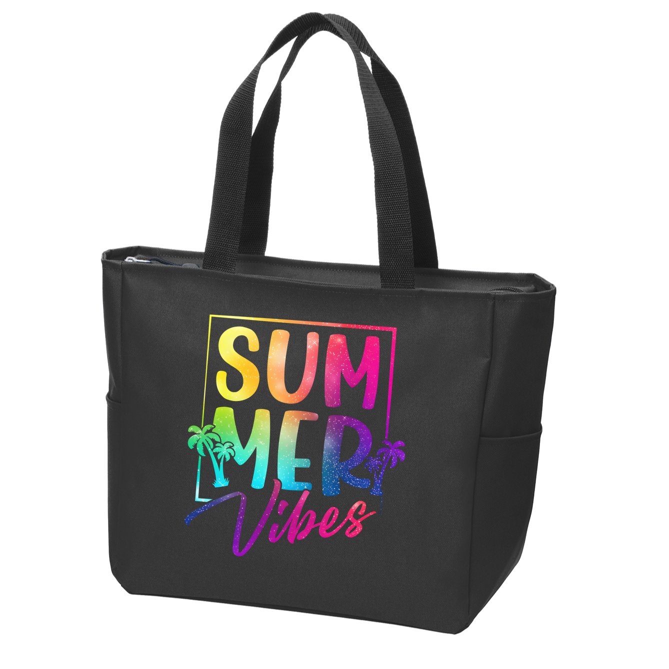 Summer Vibes Beach Sunset Zip Tote Bag