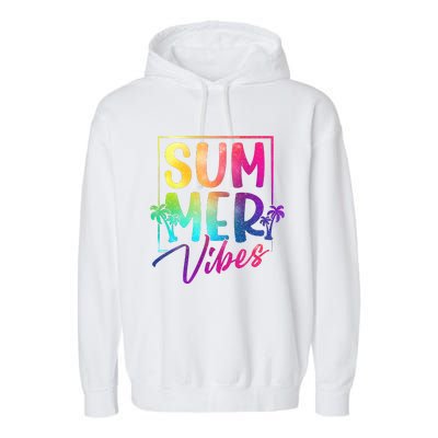 Summer Vibes Beach Sunset Garment-Dyed Fleece Hoodie