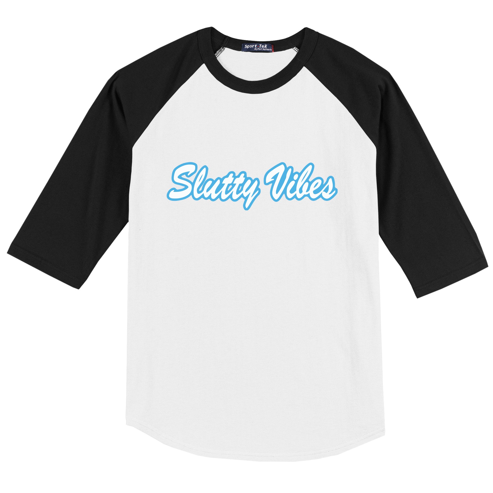 Slutty Vibes Blue Baseball Sleeve Shirt