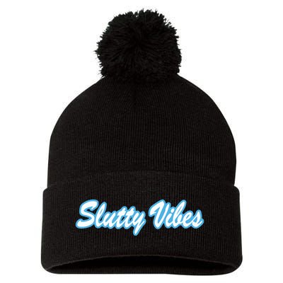 Slutty Vibes Blue Pom Pom 12in Knit Beanie