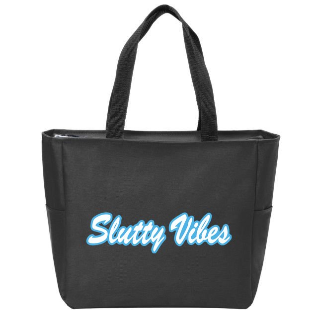 Slutty Vibes Blue Zip Tote Bag