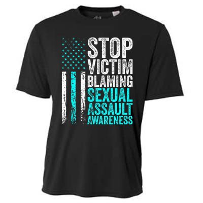 Stop Victim Blaming American Flag Sexual Assault Awareness Cooling Performance Crew T-Shirt