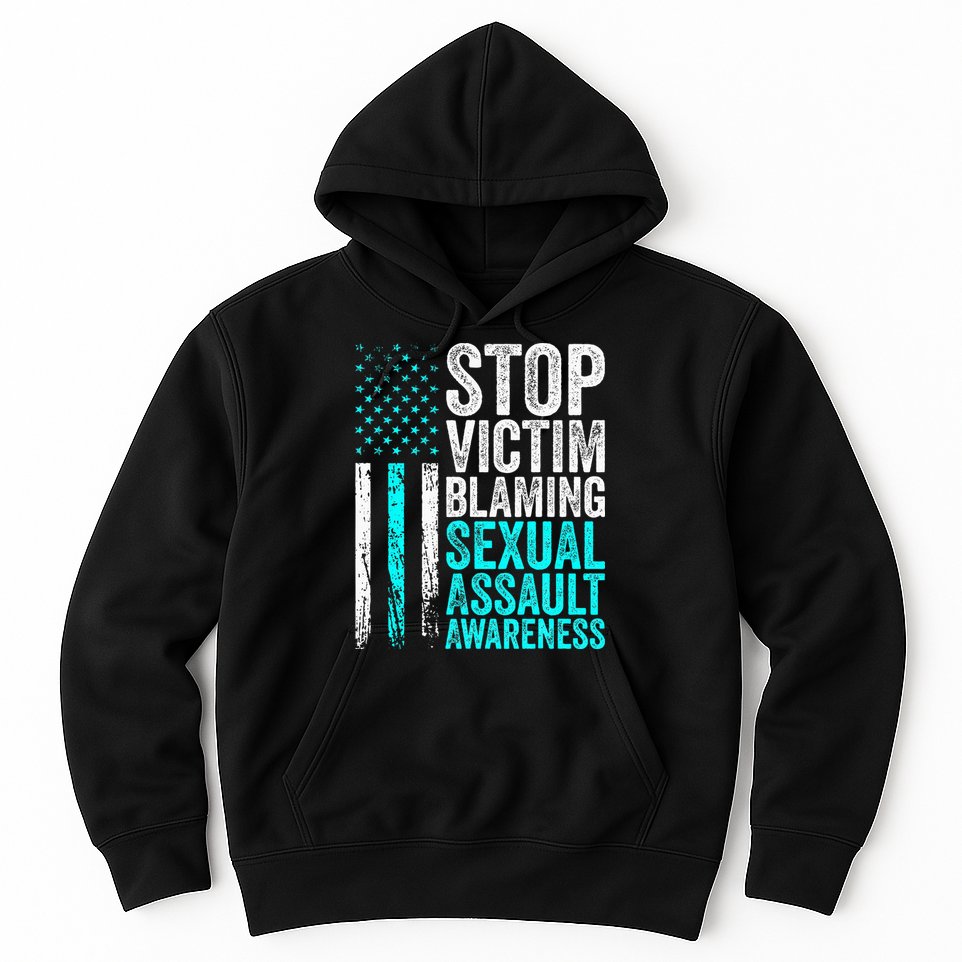 Stop Victim Blaming American Flag Sexual Assault Awareness Hoodie