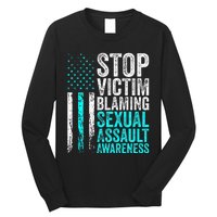 Stop Victim Blaming American Flag Sexual Assault Awareness Long Sleeve Shirt