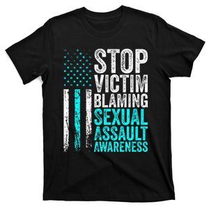 Stop Victim Blaming American Flag Sexual Assault Awareness T-Shirt