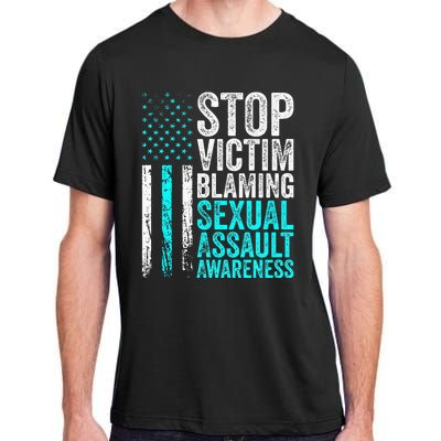 Stop Victim Blaming American Flag Sexual Assault Awareness Adult ChromaSoft Performance T-Shirt