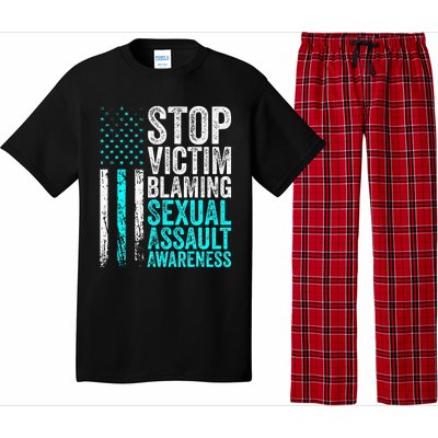 Stop Victim Blaming American Flag Sexual Assault Awareness Pajama Set