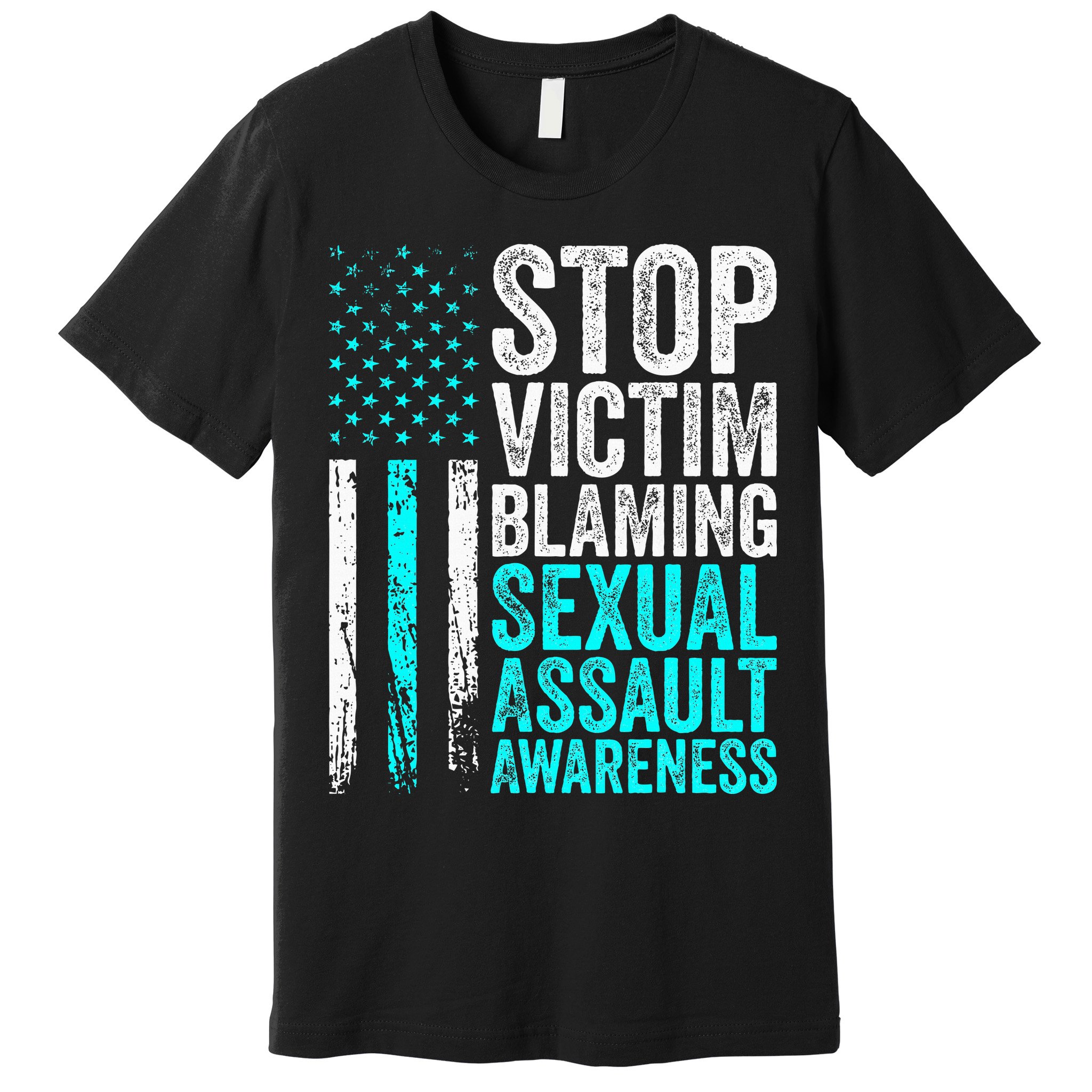 Stop Victim Blaming American Flag Sexual Assault Awareness Premium T-Shirt