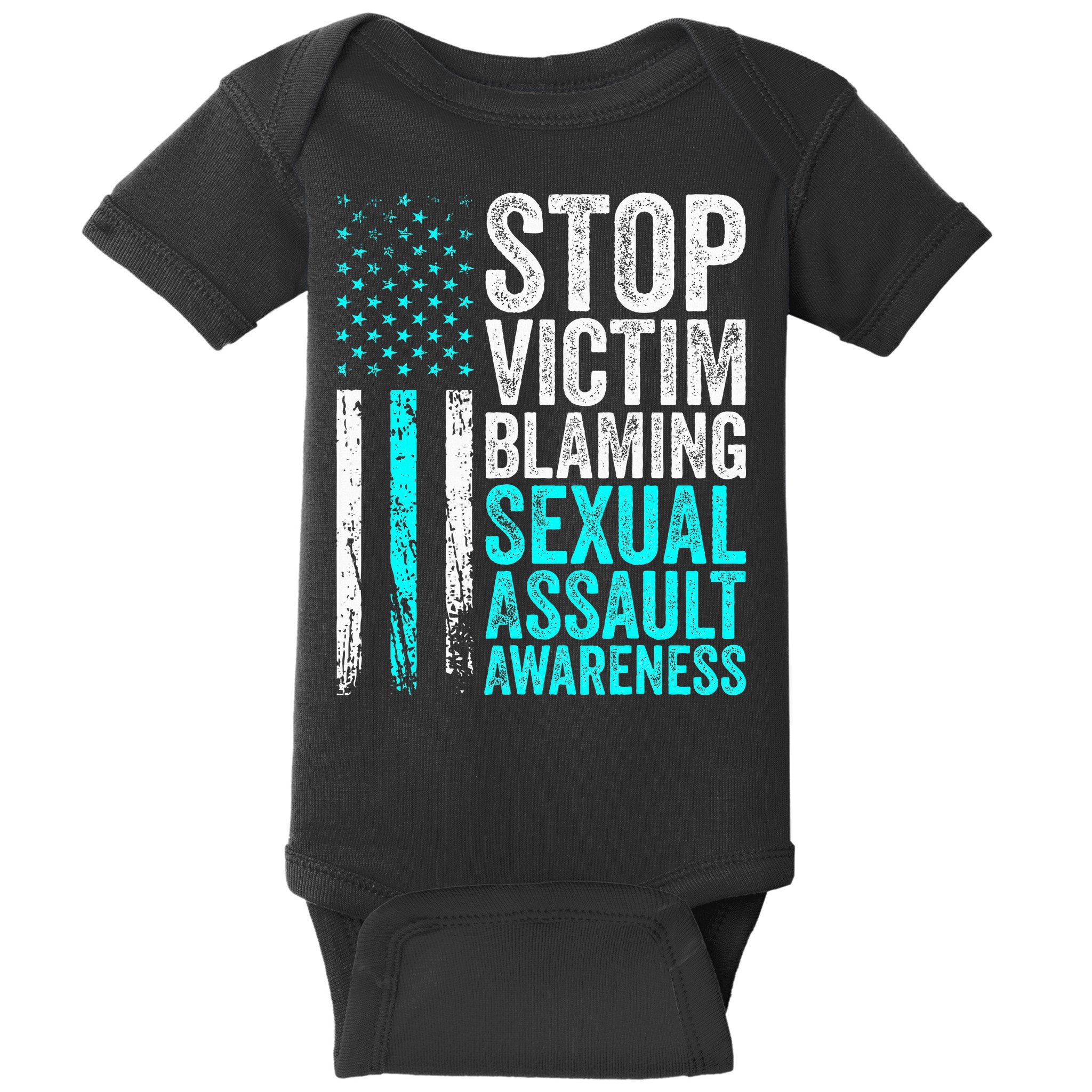 Stop Victim Blaming American Flag Sexual Assault Awareness Baby Bodysuit