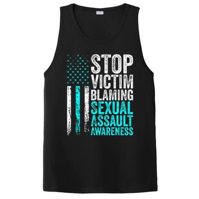 Stop Victim Blaming American Flag Sexual Assault Awareness PosiCharge Competitor Tank