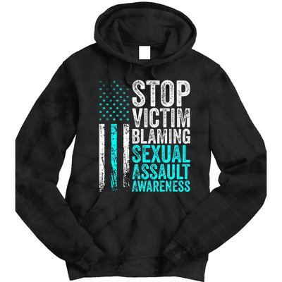 Stop Victim Blaming American Flag Sexual Assault Awareness Tie Dye Hoodie