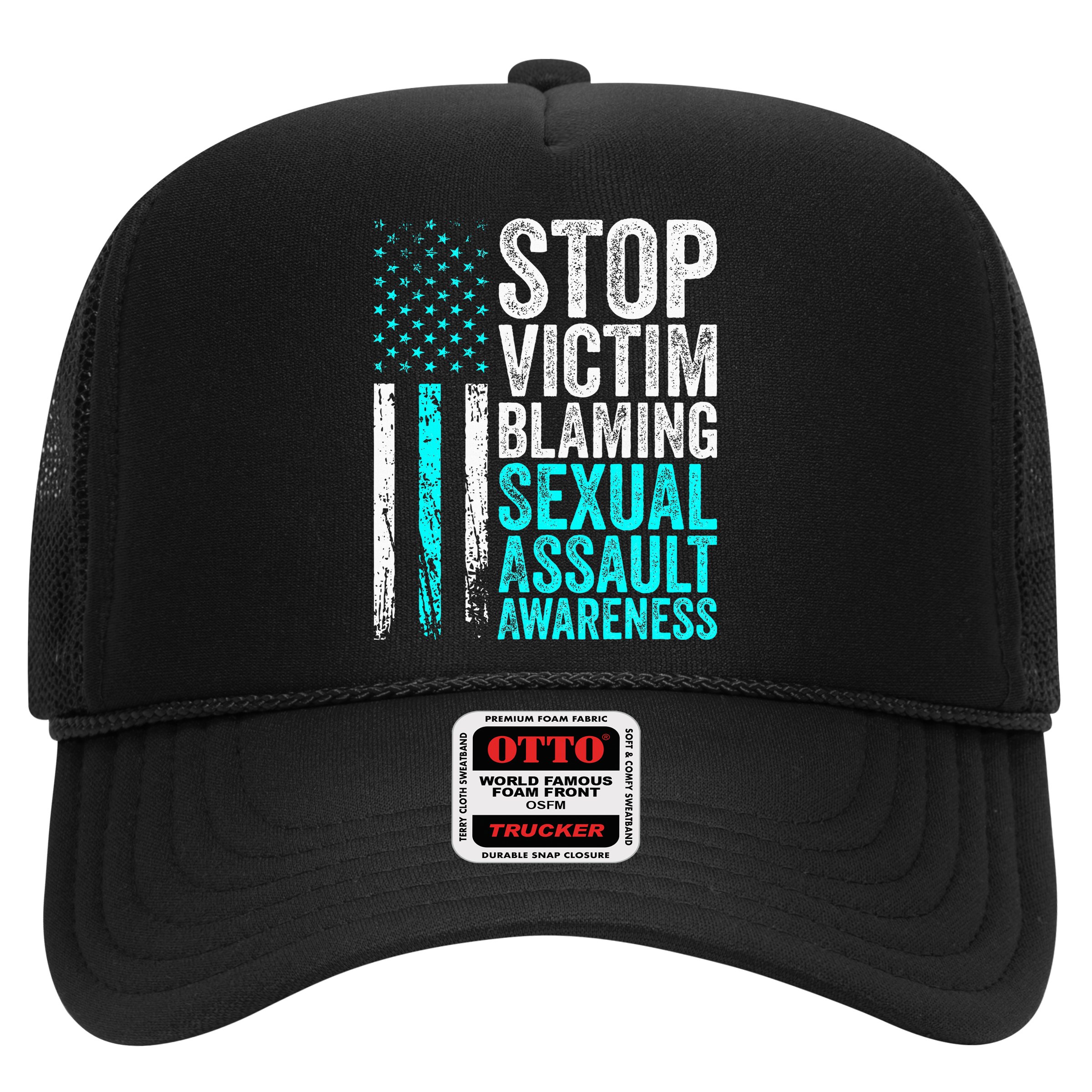 Stop Victim Blaming American Flag Sexual Assault Awareness Hat