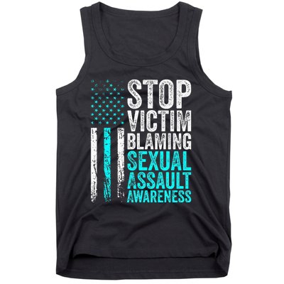 Stop Victim Blaming American Flag Sexual Assault Awareness Tank Top