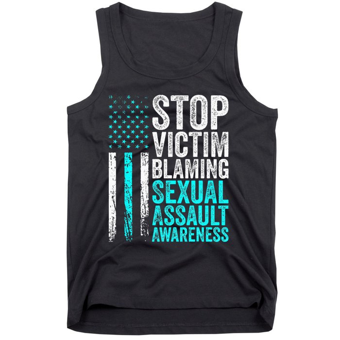 Stop Victim Blaming American Flag Sexual Assault Awareness Tank Top