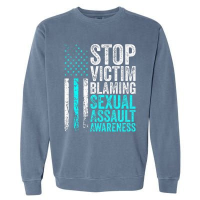 Stop Victim Blaming American Flag Sexual Assault Awareness Garment-Dyed Sweatshirt